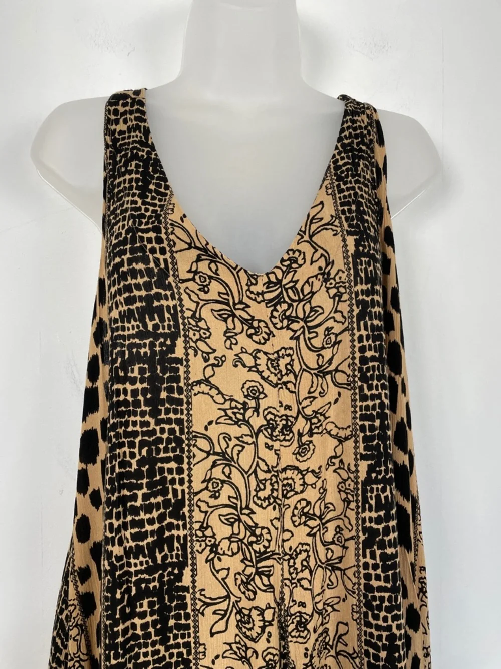 Zury Floral Leopard Print Women's O/S V-Neck Boho Sleeveless Lagenlook Jumpsuit - Picture 4 of 8